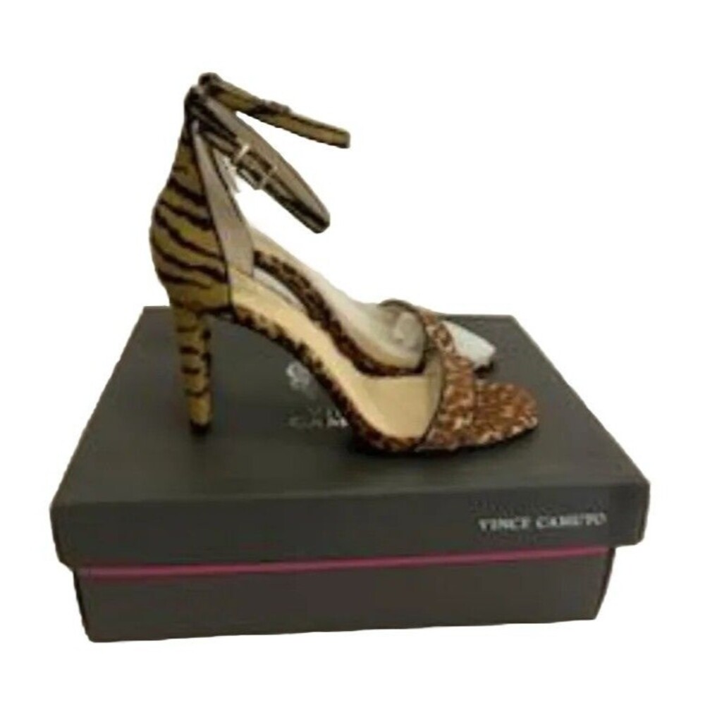 Vince Camuto Heels Lauralie Women's Size 7.5 Wild Leo/Tiger Ankle Strap Sandals